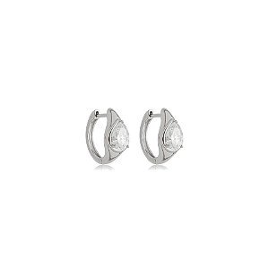 Brinco argolinha gota moissanite prata 925