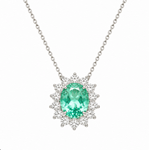 Colar Moissanite Oval Fusion Turmalina em Prata 925 Elaine Palma